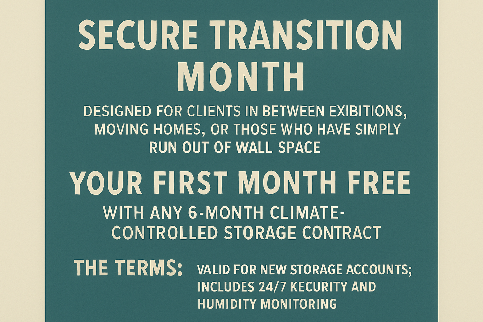 free one month art storage